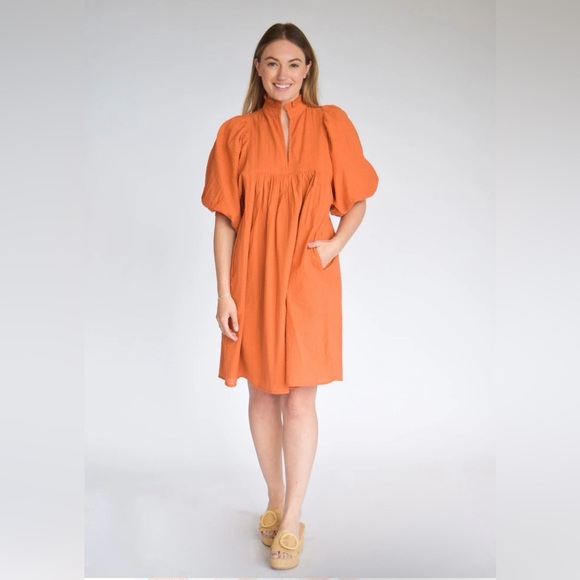 Wallflower Dresses & Skirts - Never A Wallflower Dress Cotton Puff Sleeves Pockets 100% Cotton NWT